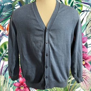 BASIC EDITIONS blue button up cardigan